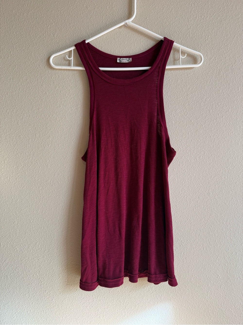 Women’s Ribbed Muscle Tank Top - Burgundy/Magenta
